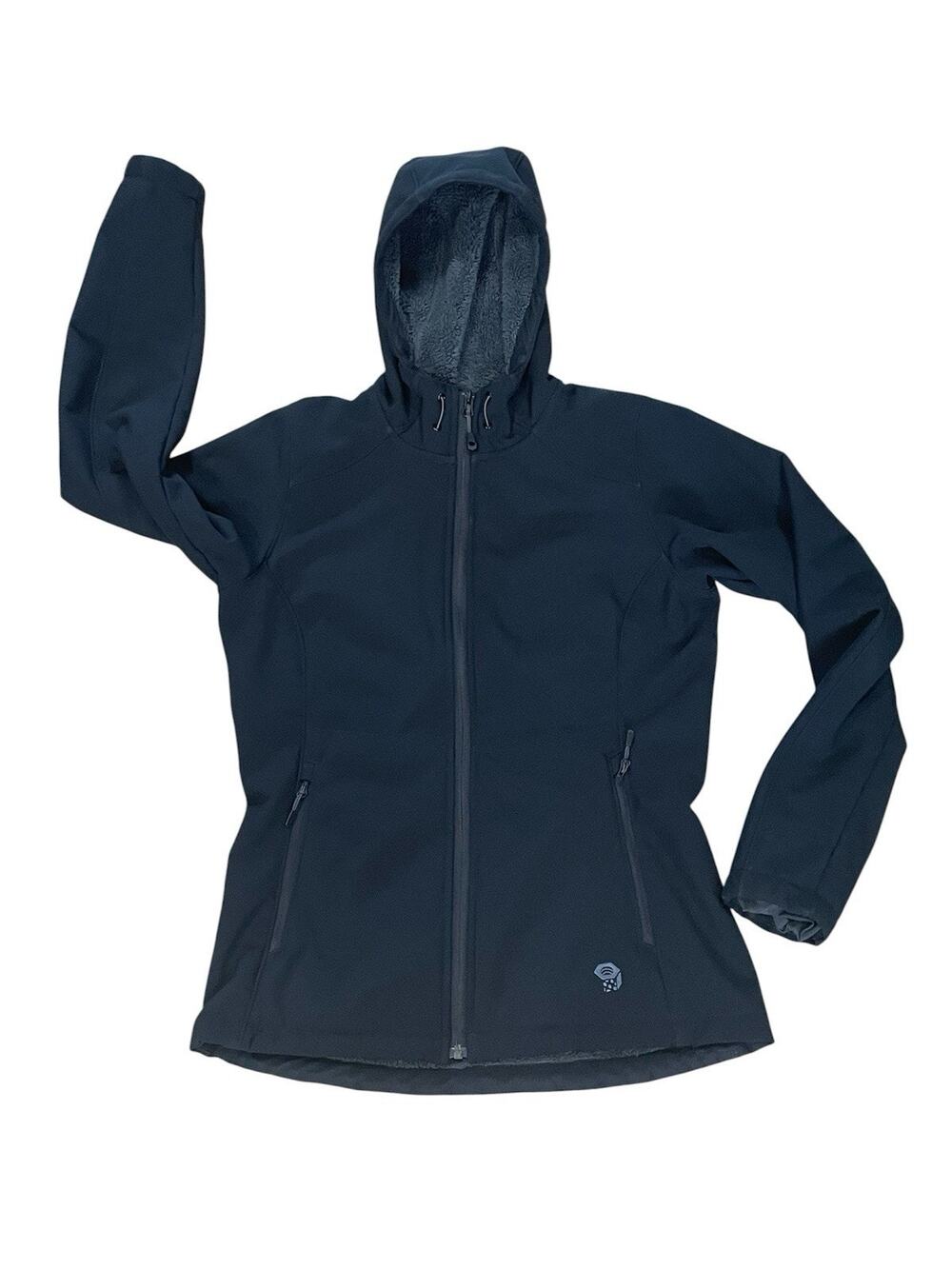 Mountain Hardwear Black Hooded Jacket Women's Size Small Sherpa Lined EUC!